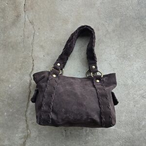 Vintage Gap 90s Hobo Chocolate Suede Leather Boho Earthy Bag Purse